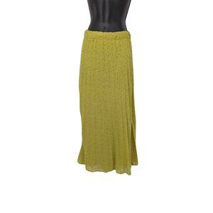 Calligraphie Maxi Skirt Women Size XL Eyelet Pleated Floral Cottagecore Coastal